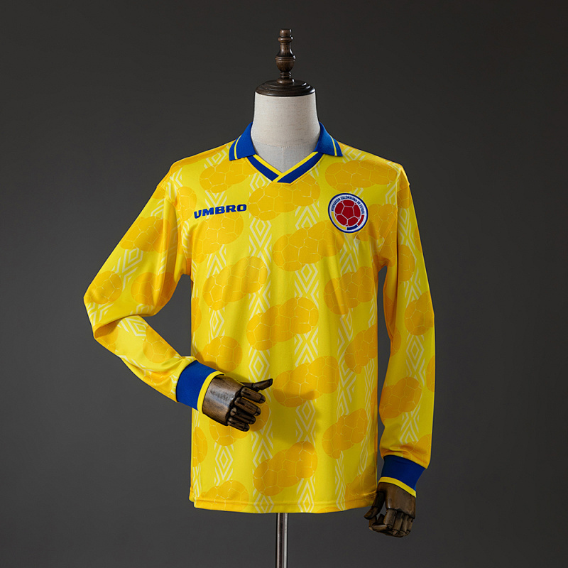 Camiseta retro de manga larga de Colombia 1994 (local, tallas S-XXL)